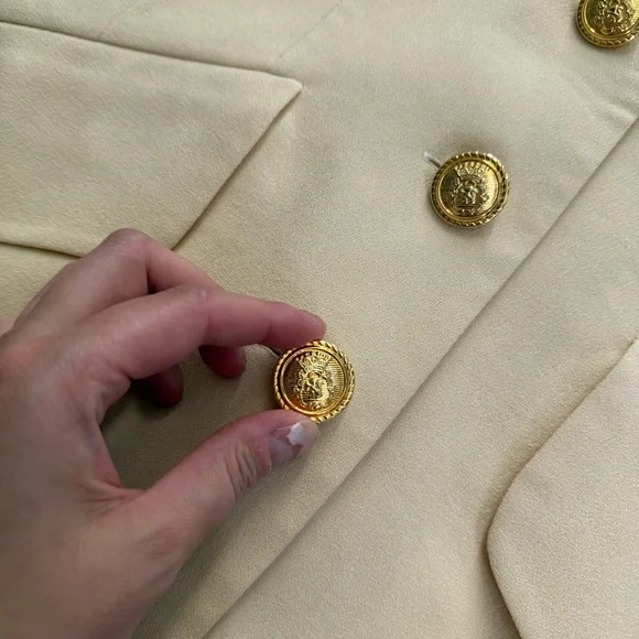 Vintage Neiman Marcus Cream & Black Wool Classic Elegance Blazer Jacket